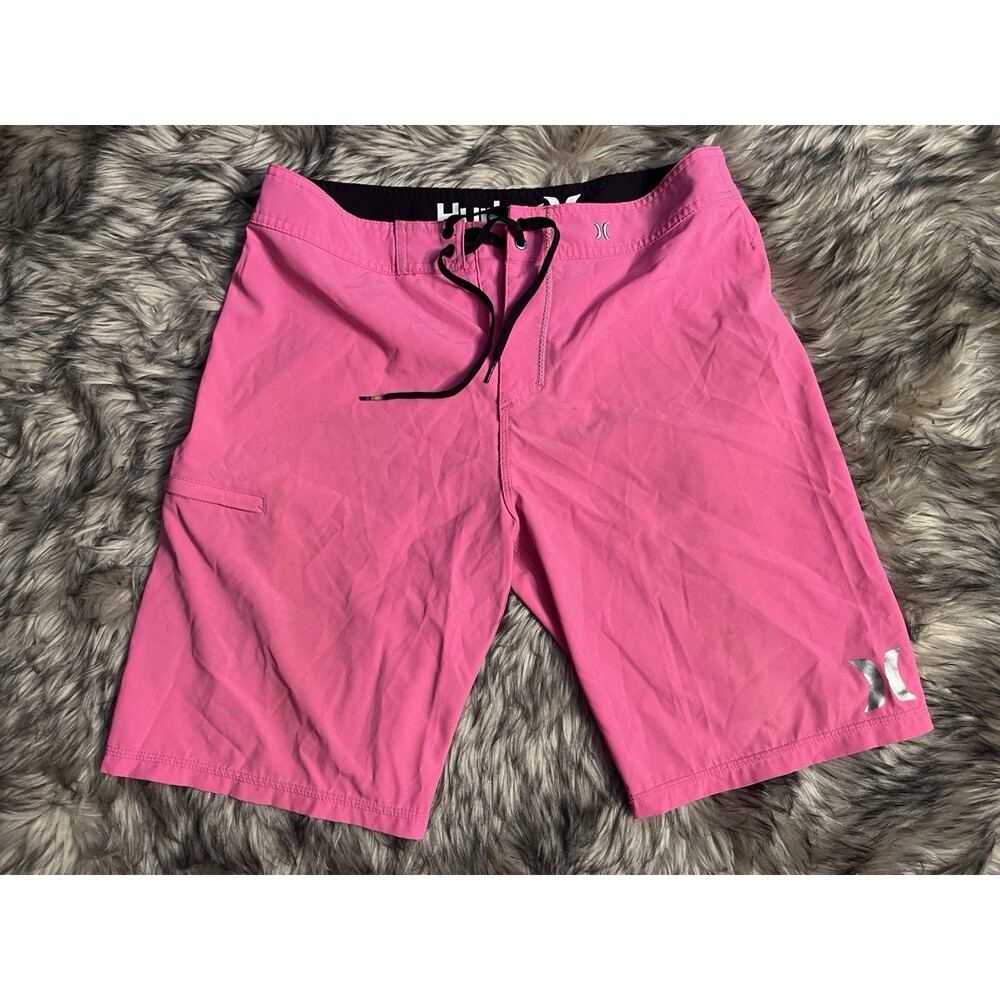 Hurley Phantom Board Shorts Neon Pink Surf Swim Trunks Men Size 32 Unlined Beach - Picture 2 of 11